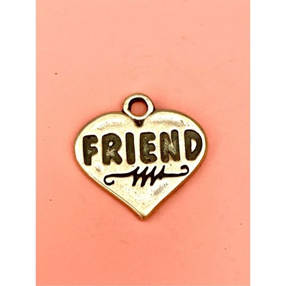 .925 Heart Friend Sterling Silver Jewelry Charm #love - Picture 1 of 3